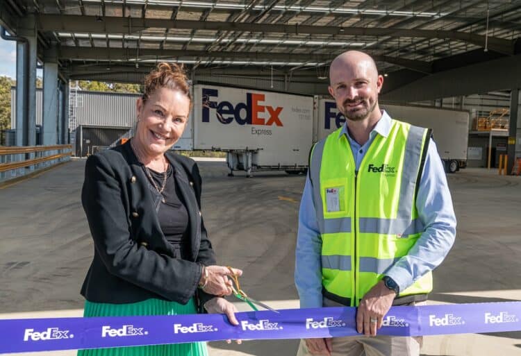 Andrew Martland, Senior Operations Manager of FedEx Queensland, and Bundaberg Mayor Helen Blackburn. Image: FedEx